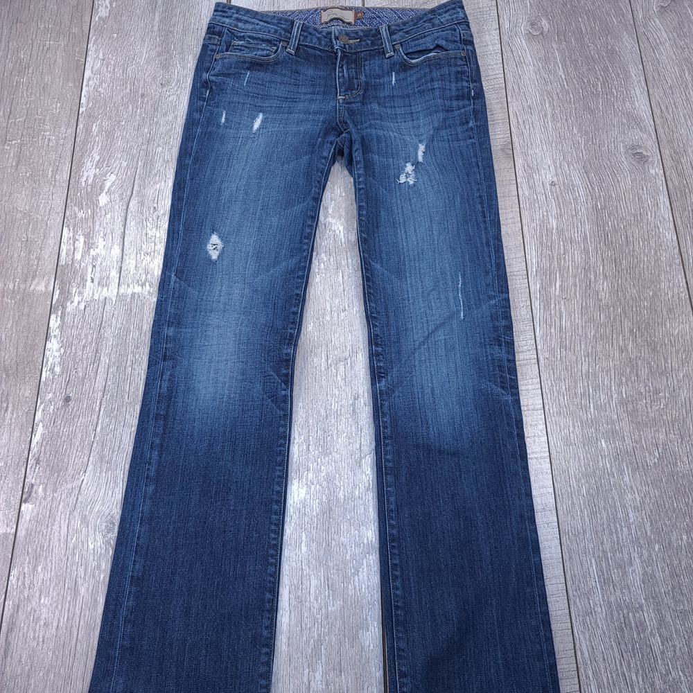 Paige Jimmy Jimmy Jeans Women 25x30 Blue Distressed Straight Leg Denim